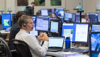 Andreas Mogensen capcom. Credits: NASA–N. Moran