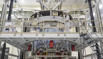 European Service Module at the Neil Armstrong Operations and Checkout building. Credits: NASA–R. Sinyak