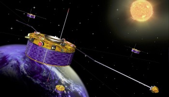 Cluster satellites study the effects of solar wind. Credit: ESA
