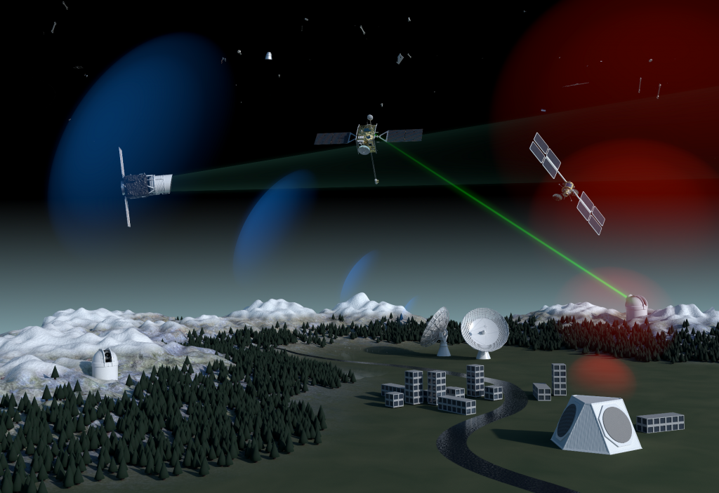 Concept for ESA's future space debris surveillance system employing ground-based optical, radar and laser technology as well as in-orbit survey instruments. Credit: ESA/Alan Baker, CC BY-SA 3.0 IGO