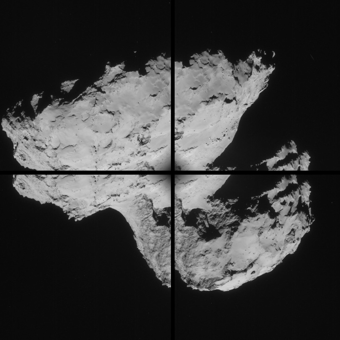 Four image montage of comet 67P/C-G, using images taken on 31 August. Credits: ESA/Rosetta/NAVCAM