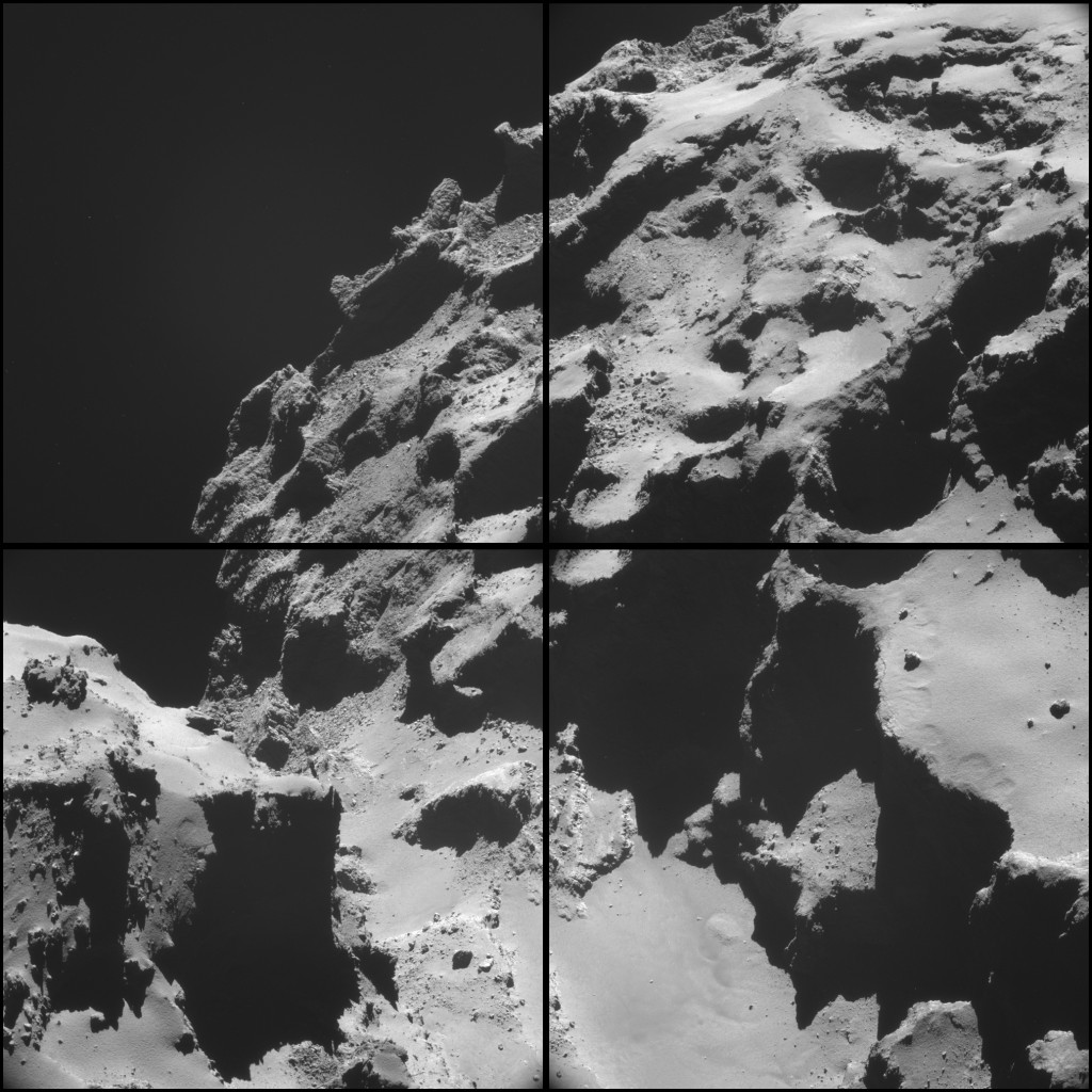 Four image NAVCAM montage comprising images taken on 20 October 2014. Credits: ESA/Rosetta/NAVCAM