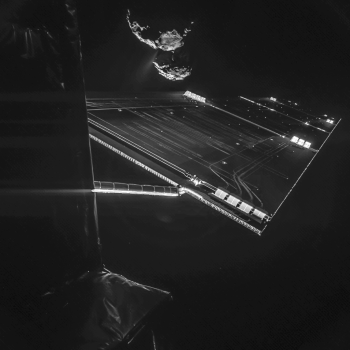 Rosetta's 2014 selfie from a distance of about 16 km from the surface of 67P/C-G. Credits: ESA/Rosetta/Philae/CIVA