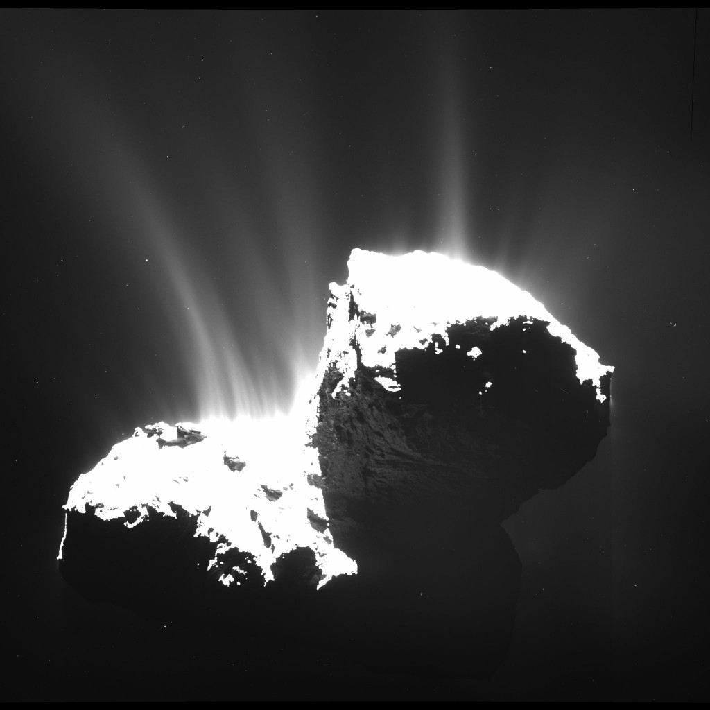 Kometa 67P/C-G, proudy plynů a prachu
