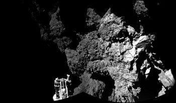 "Welcome to a comet" – Philae's view of Abydos. Credits: ESA/Rosetta/Philae/CIVA 