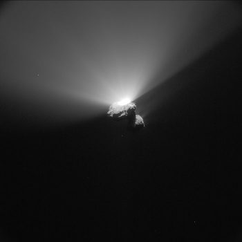 Comet outburst seen on 22 August 2015, during 67P/C-G's most active perihelion period. Credit: ESA/Rosetta/NavCam – CC BY-SA IGO 3.0