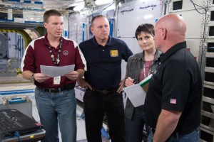 Getting some tips from veteran ISS crewmember Scott 