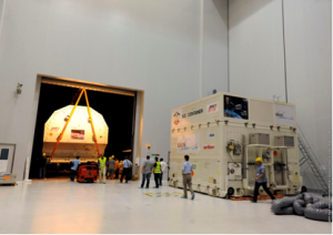 ATV-3 delivered into the clean room at CSG. Credit: ESA