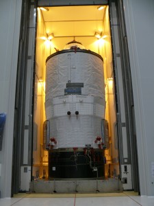ATV-3 moving to the Final Assembly Building at Kourou on 7 February 2012. Credit: ESA/K. MacDonell