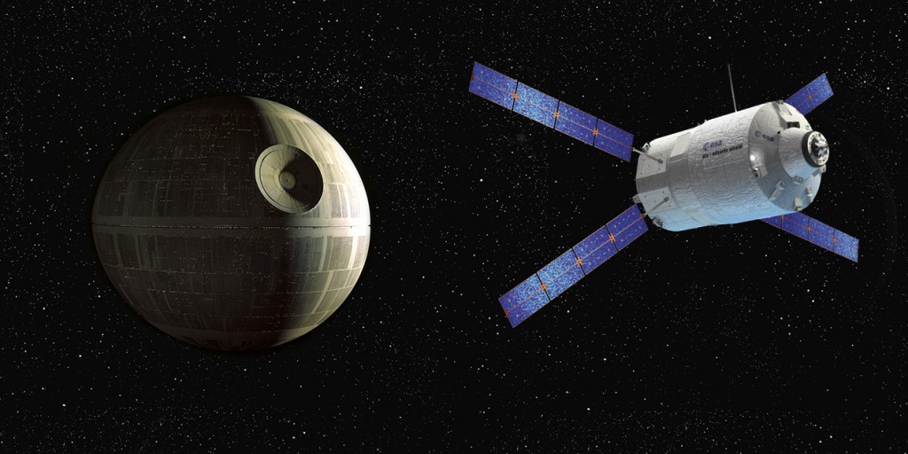 ATV nearing the Death Star! Image credits - Death Star: Lucasfilm Ltd. & TM. © All Rights Reserved. - ATV: ESA