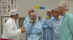 Proba-V team giving us a look at their satellite in the clean room. Credit: ESA/C. Beskow