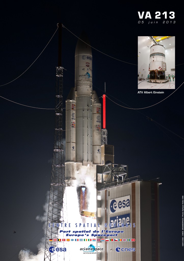 Decollage! Lift off of Ariane 5 ES mission VA 213 with Automated Transfer Vehicle (ATV) Albert Einstein, 5 June 5 2013 Credit: Arianespace