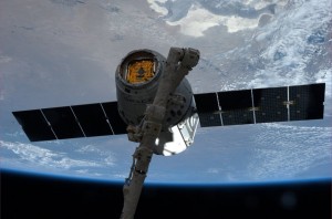 This image of SpaceX Dragon grappled by Canadarm2 on 20 April 2014 was sent down by Flight Engineer Steve Swanson to Instagram with the message, "We have a Dragon. All is good." Image Credit: NASA