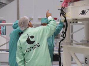 Teams inspecting ATV-5 in Kourou on Saturday, 17 May, just prior to fuelling in the week of 19 May. Credit: ESA