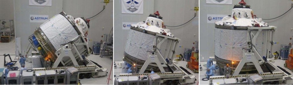 Tilting ATV-5 for mating ICC to S/C. Credit: ESA