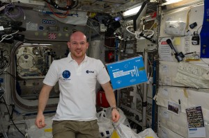 ESA astronaut Alexander Gerst with box-set during his Blue Dot mission on the Space Station. Credits: ESA/NASA