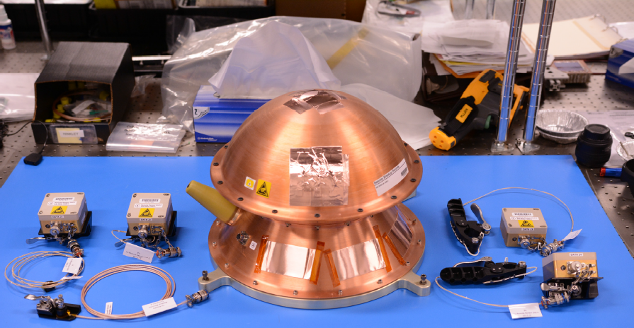 Reentry Breakup Recorder with Wireless Sensors (REBR-W), as configured for intended usage on ATV-5. Image copyright: The Aerospace Corporation
