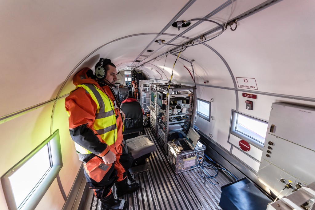 Suited up in the Polar-5 aircraft. (Stefan Hendricks, AWI)