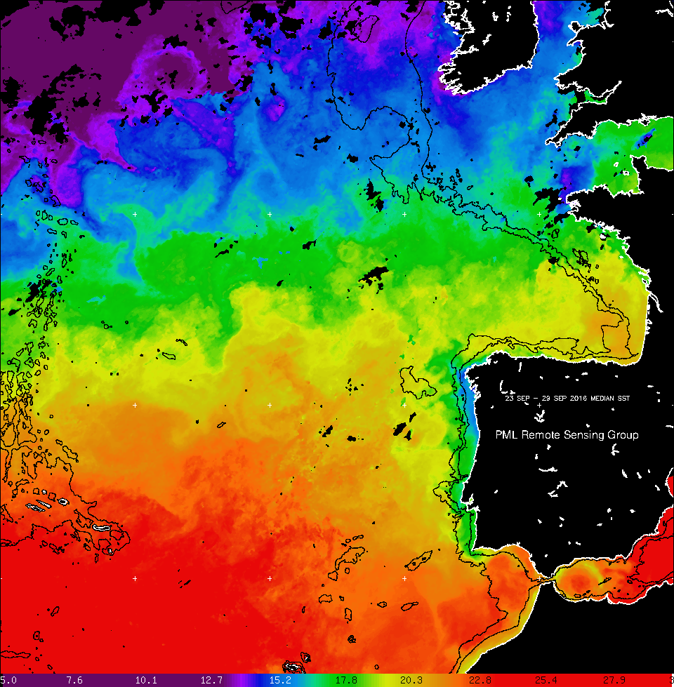 Sea-surface temperature composite on 23–29 September 2016.