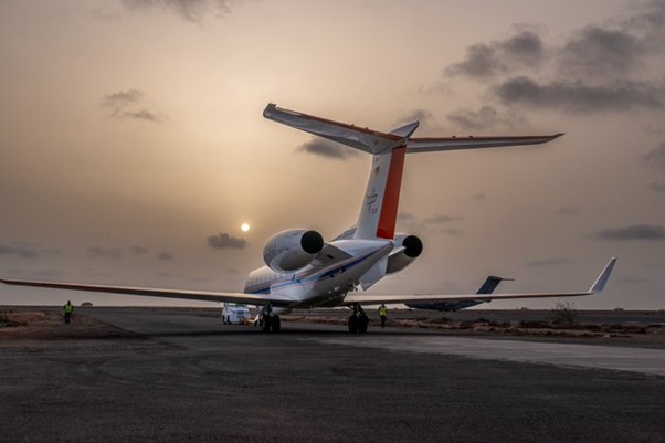 The DLR HALO aircraft on the runway. (DLR–A. Minikin)