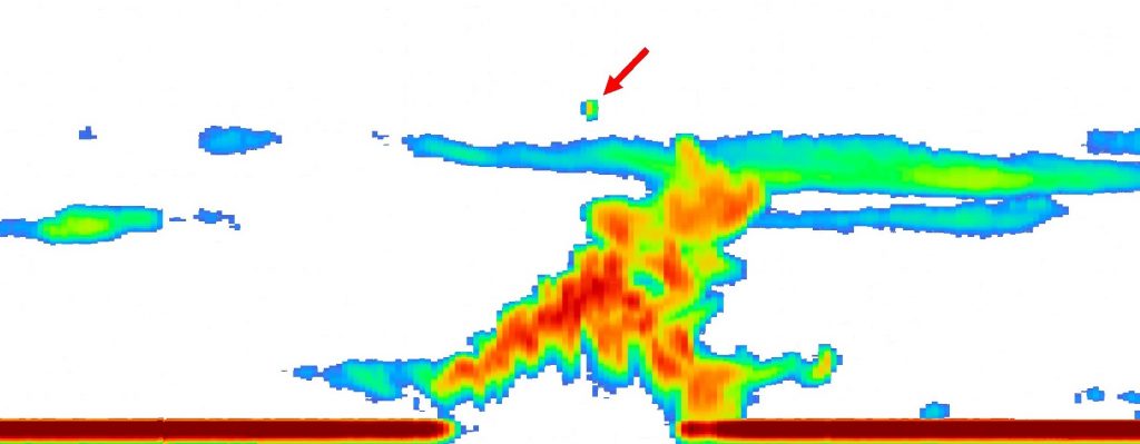 EarthCARE cloud profiling radar spots the DLR HALO aircraft as it flies below. (JAXA/NICT/ESA)