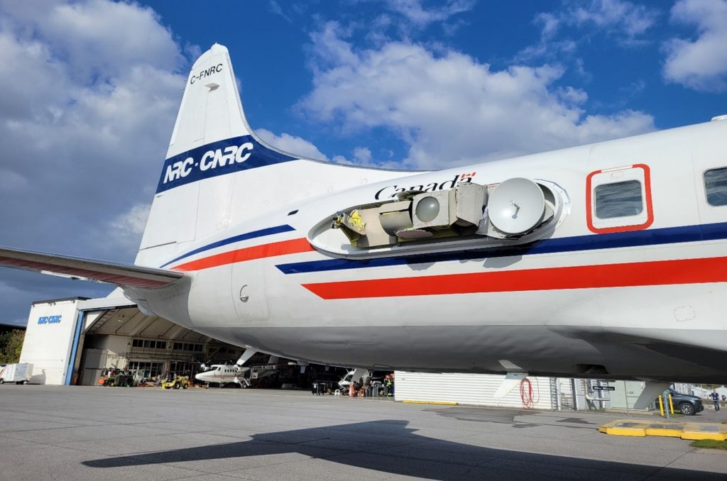 The radar antenna system of NRC’s Convair-580 aircraft. (National Research Council Canada - Cuong Nguyen)