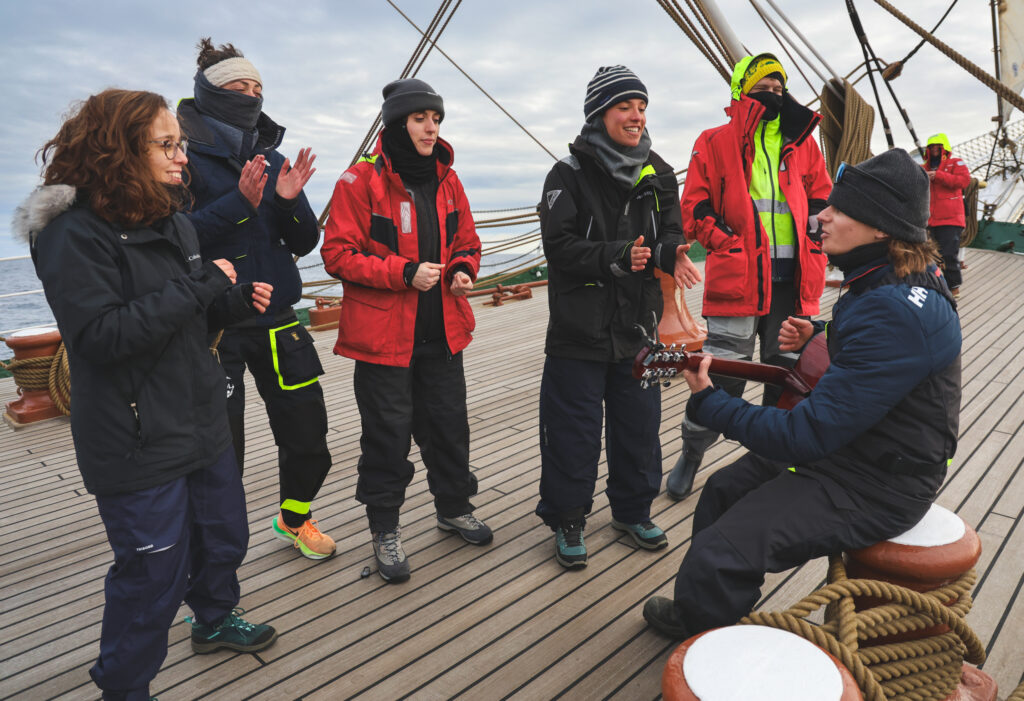 Students rehearsing for a sea shanty competition. (Ocean Media Lab)