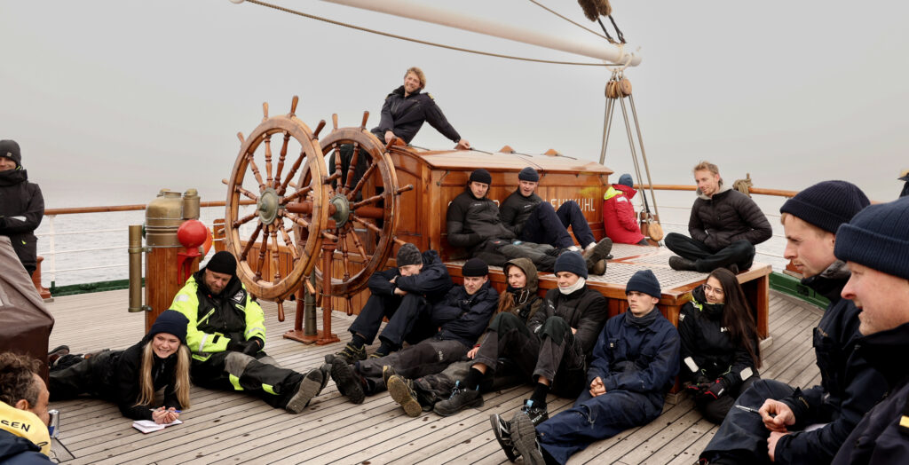 The ship's crew listening to a lecture on phytoplankton. (Ocean Media Lab)