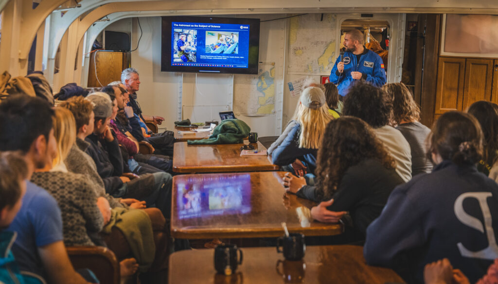 ESA astronaut Pablo Álvarez offers a personal account of his journey to space. In this special onboard lecture, he draws powerful parallels between life aboard the International Space Station and life at sea, reminding students that exploration, whether oceanic or in space, begins with curiosity and courage. (Ocean Media Lab)