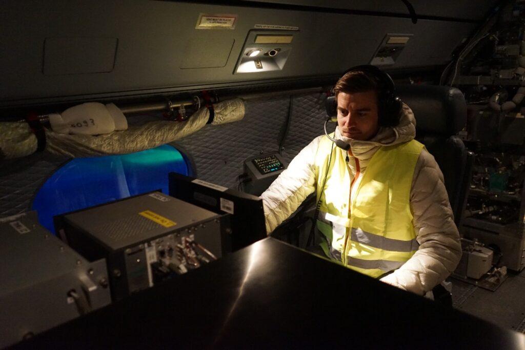 Konstantin Krüger (WALES operator of this research flight). (Image credit: Jonas von Bismarck, ESA).