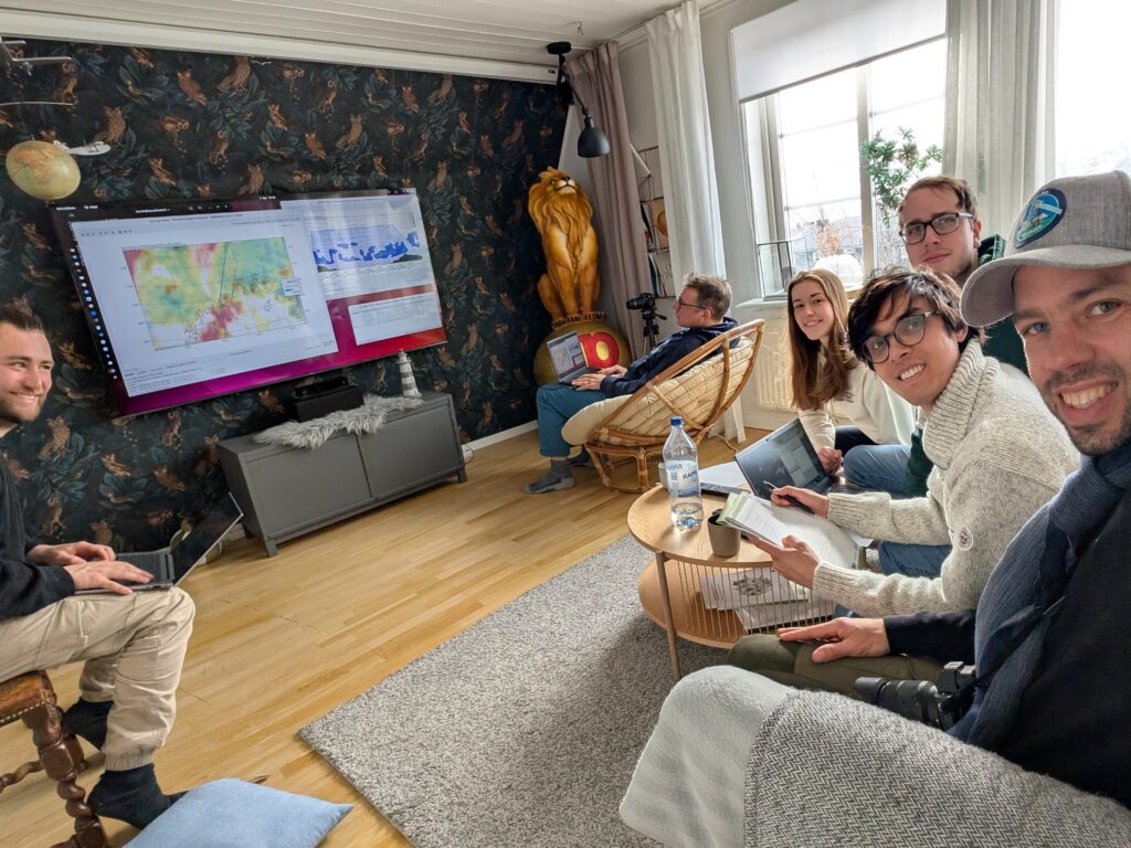 The teams from Universities of Cologne and Leipzig together with ESA’s Jonas von Bismarck study the weather and plan flights for the next two weeks. (Credit: Jonas von Bismarck, ESA).