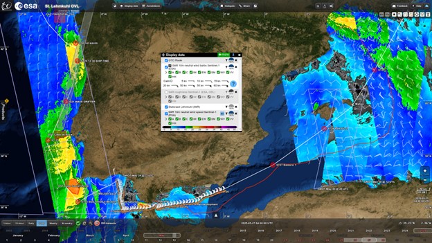 Coastal winds measured by Sentinel-1. (Ocean Virtual Lab)