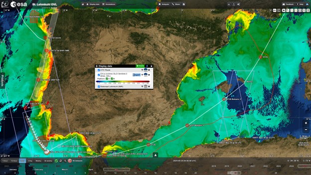 Sentinel-3 captures concentrations of chlorophyll. (Ocean Virtual Lab)