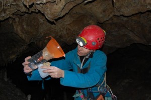 Collecting paleoclimate data in Sorbas gypsum cave photo Maciek vel Pablo