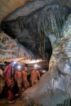 Jo de Waele (left) underground with cavenauts. Credits: ESA–V Crobu