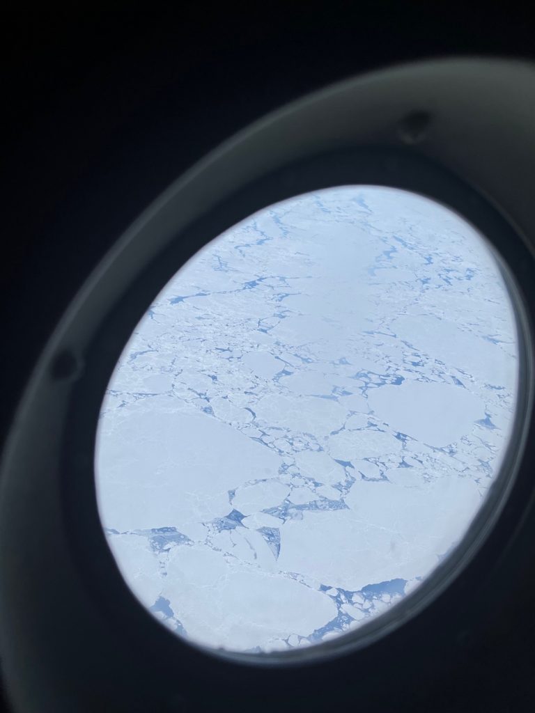 View of the Antarctic coast out of the window of the Lockheed C-130 Hercules. Credits: Jessica Studer, IPEV/PNRA/ESA