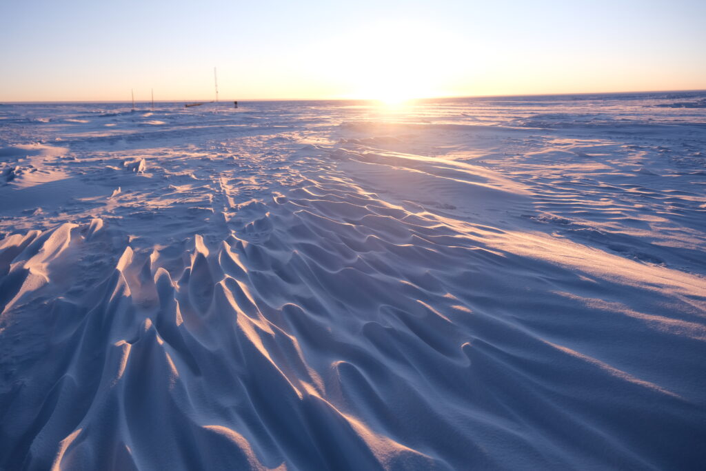 Sastrugi, features formed by the erosion of snow by wind. Credit: ESA/IPEV/PNRA-J. Lacrampe, N. Purvis