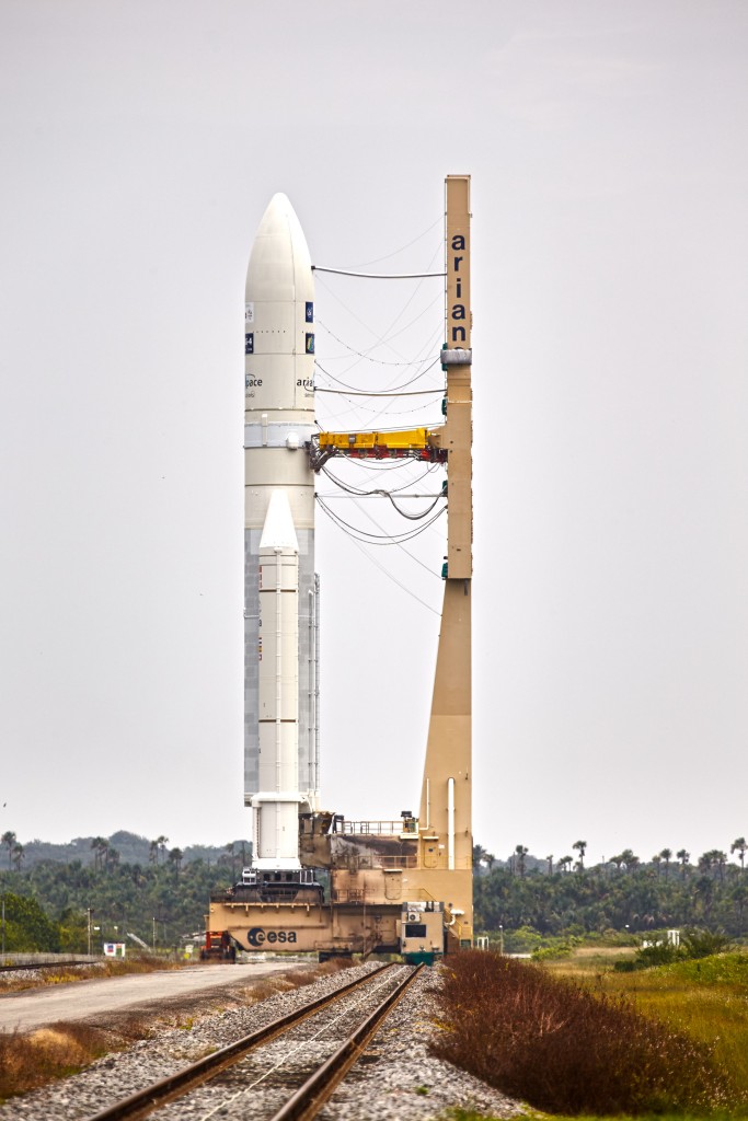 Arianespace flight VA224 carrying MSG-4 on the launch pad on launch day. (ESA/M. Shafiq)