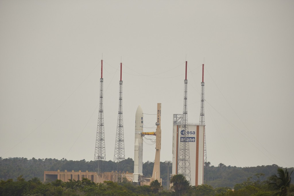 Arianespace flight VA224 carrying MSG-4 on the launch pad on launch day. (ESA/M. Shafiq)