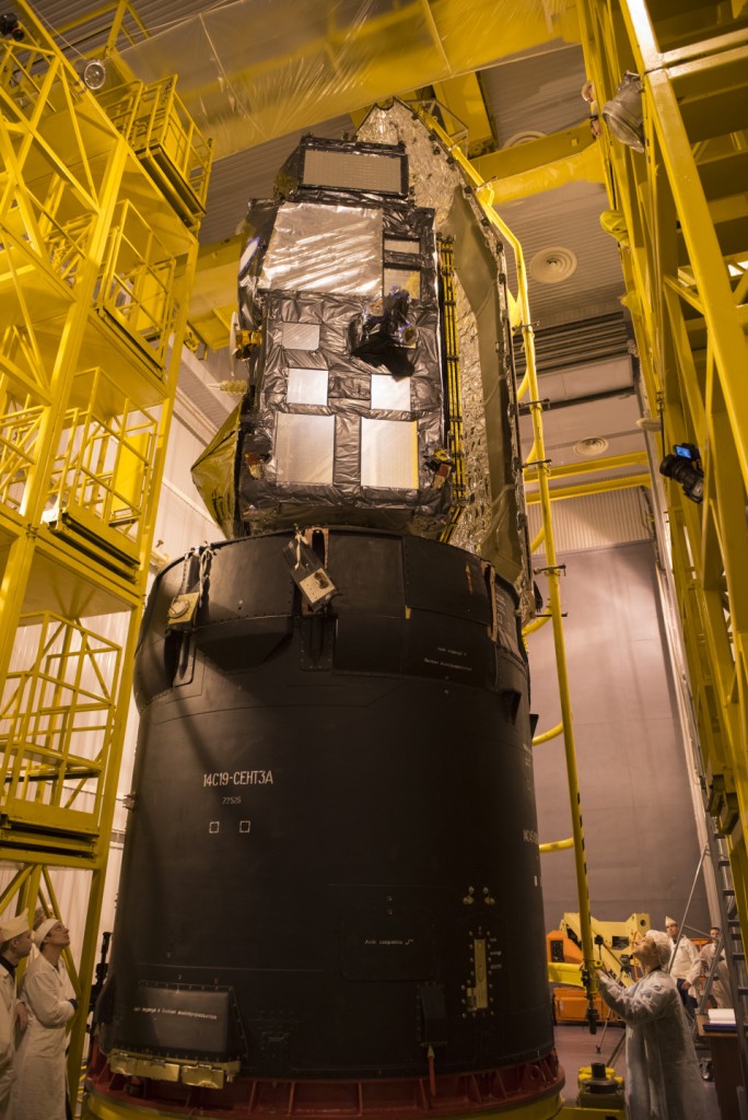 Sentinel-3A atop Rockot upper stage. (ESA-S. Corvaja)