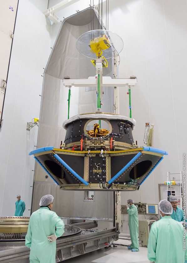 FYS and Microscope nstalled inside a fairing-shaped container offering a controlled environment. (ESA)
