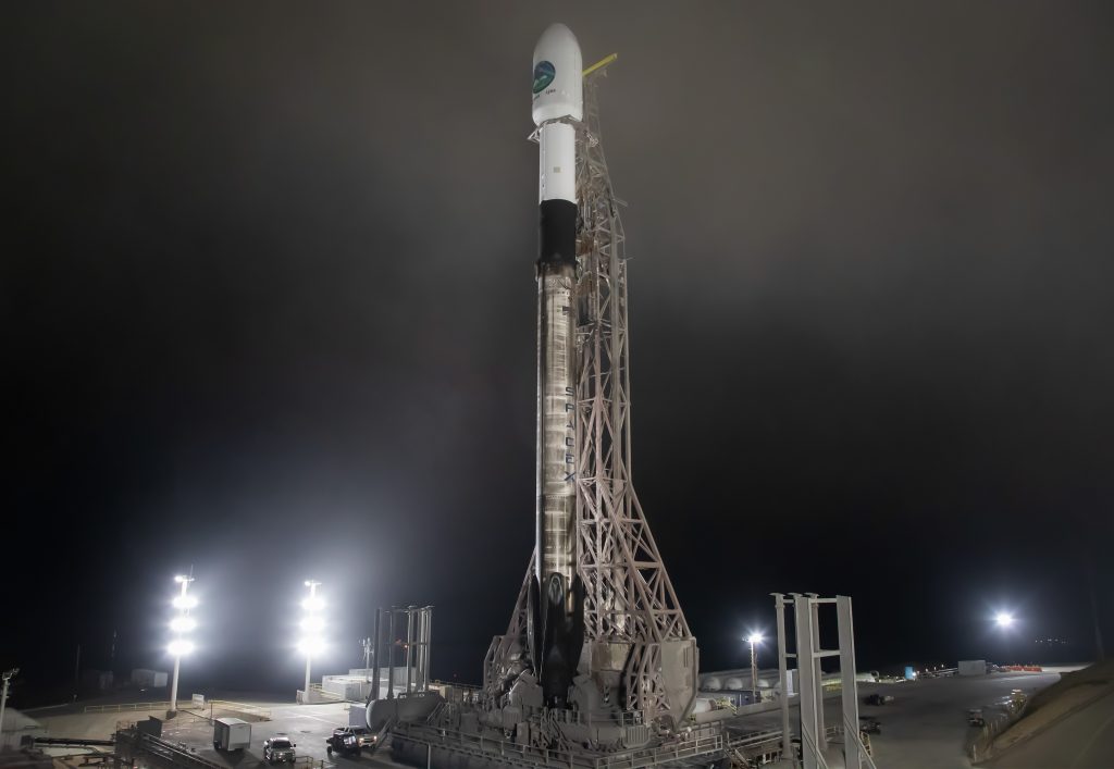 EarthCARE on the launch pad. (SpaceX)