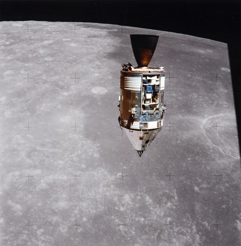 Apollo 15 Command and Service Module in orbit around the Moon. Credits: NASA 