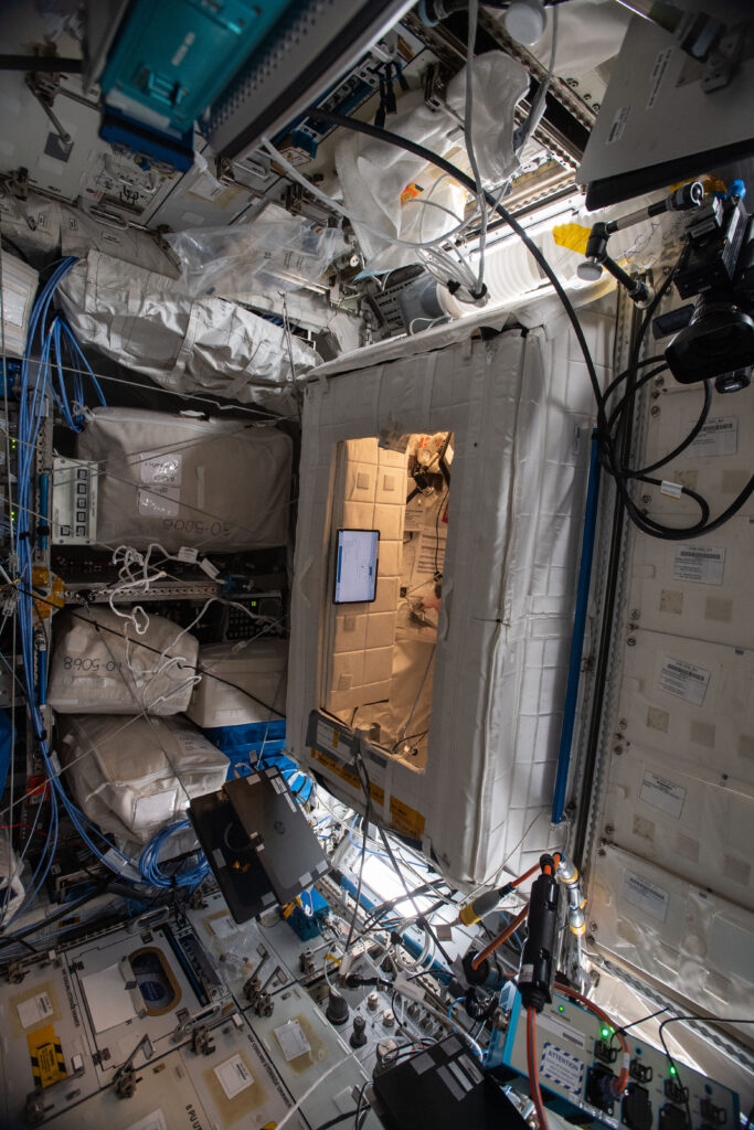 The European sleeping booth CASA, located in the Columbus module aboard the International Space Station.Credits: NASA / Axiom Space