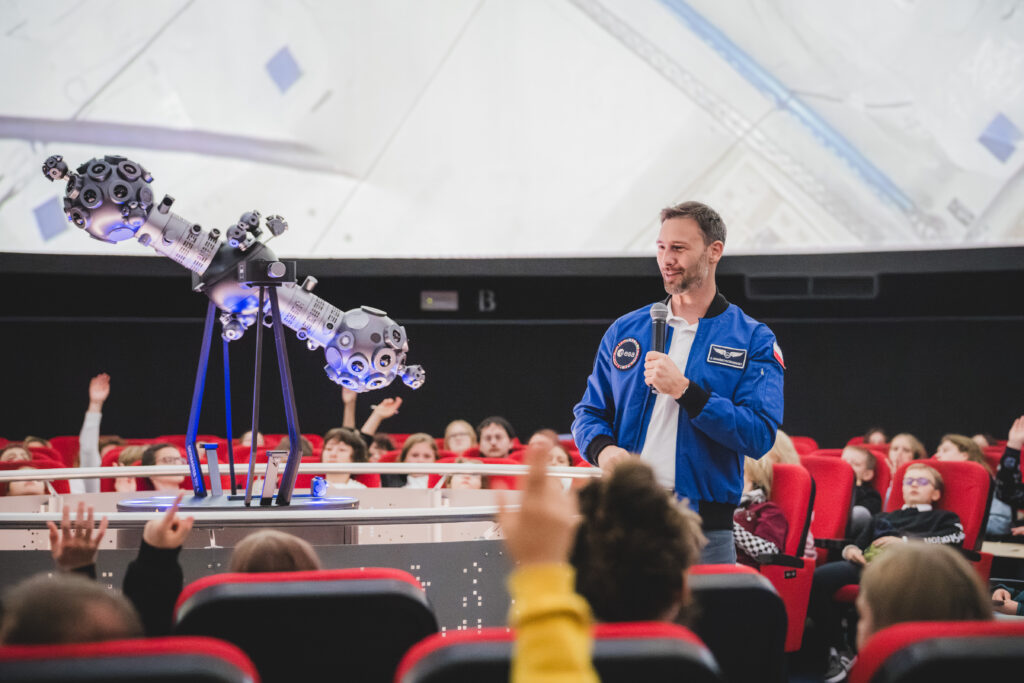 ESA project astronaut Sławosz Uznański-Wiśniewski during the first week of the Ignis mission post-flight tour in Poland. The first stop was the planetarium in Toruń — the hometown of Polish astronomer Nicolaus Copernicus.