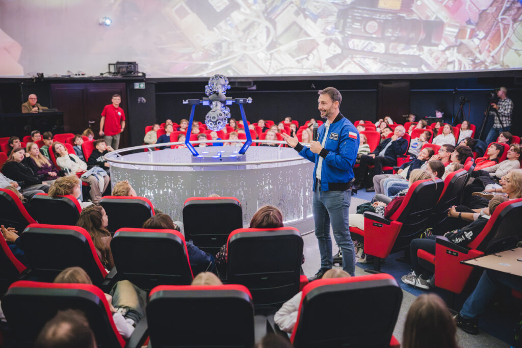 ESA project astronaut Sławosz Uznański-Wiśniewski during the first week of the Ignis mission post-flight tour in Poland. The first stop was the planetarium in Toruń — the hometown of Polish astronomer Nicolaus Copernicus.