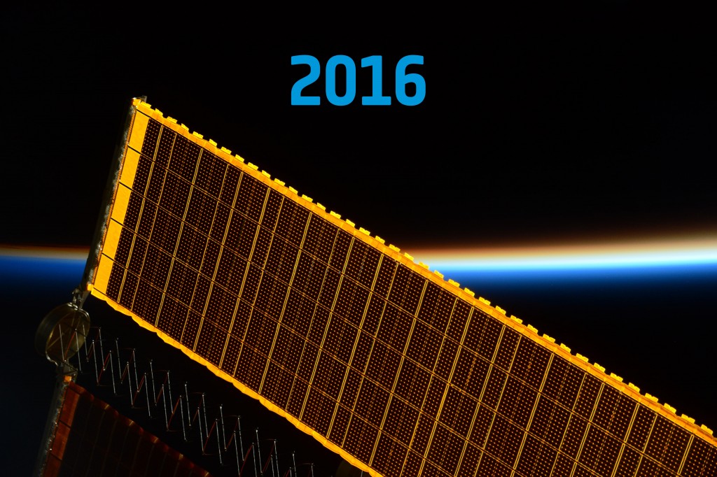Sunrise strikes the solar panels that power the International Space Station, caught by ESA astronaut Tim Peake on 31 December 2015. Credit: ESA/NASA.