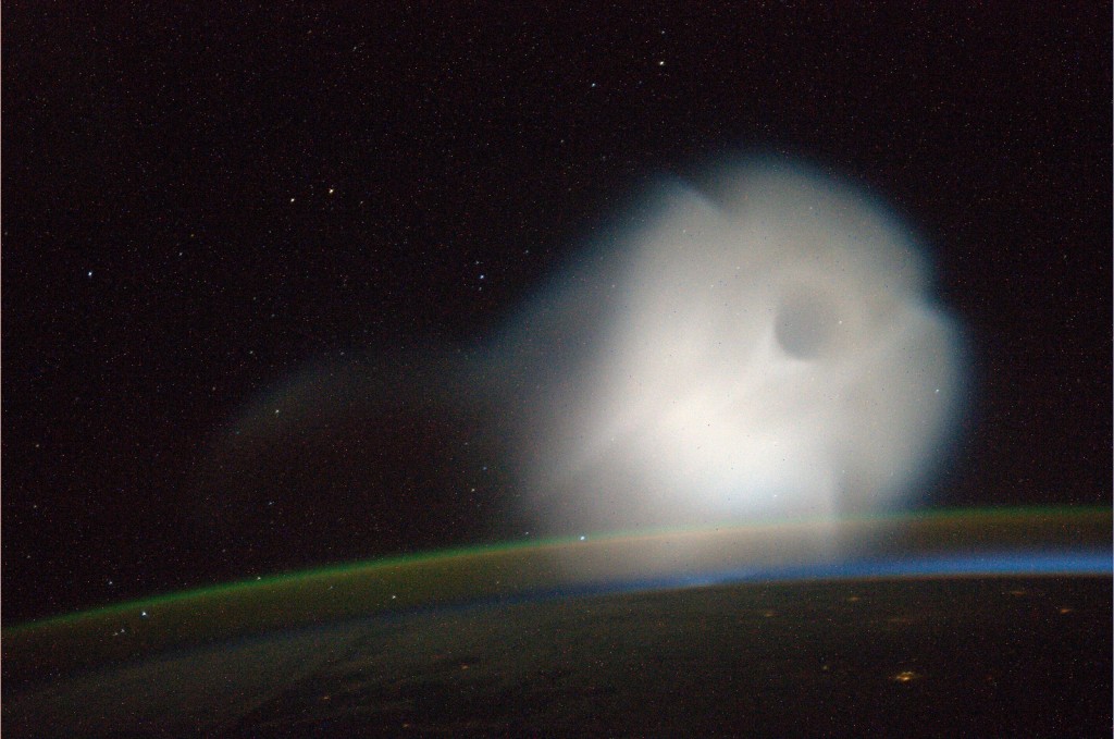 Cloud forming  outside the atmosphere after disintegration