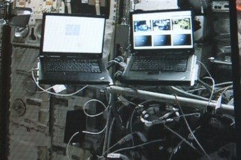 METERON laptops on International Space Station during Supvis-E experiment. Credits: ESA/Col-CC camera