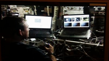 Andreas operates Eurobot in space. Credits: Col-CC cam